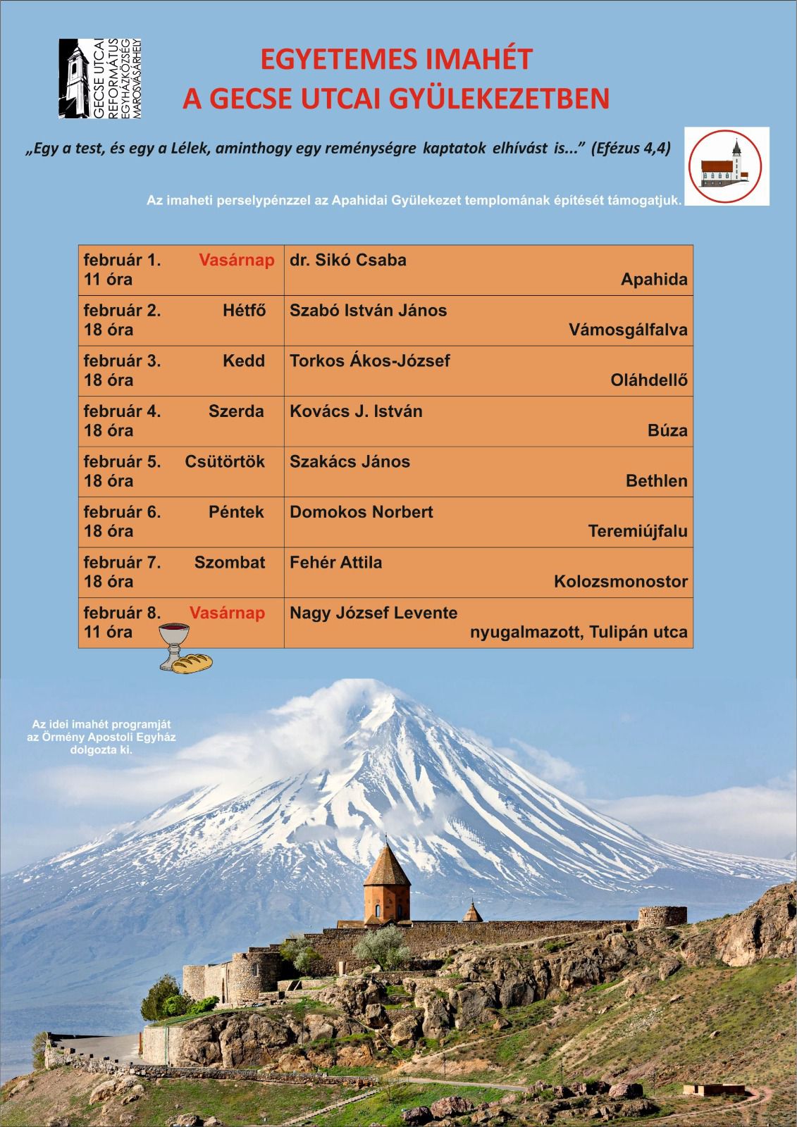 Egyetemes imahét – 2026. február 1-8